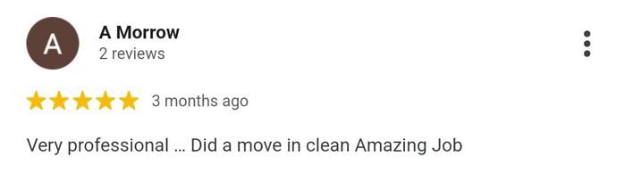 Google review from a cleaning customer